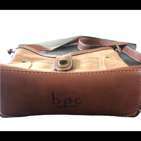 b.o.c. Born Brown Leather Shoulder Bucket Bag Zip Top Large Outer Pocket 10X10 - Picture 5 of 9